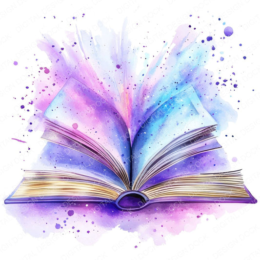 Magical Open book fussy cut sheet in US Letter format showing all 12 designs on one printable page