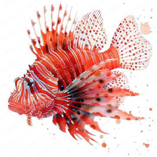 Majestic Lionfish fussy cut sheet in US Letter format showing all 12 designs on one printable page