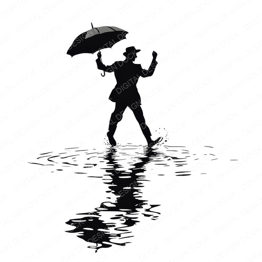 Man Silhouette Dancing in Rain fussy cut sheet in US Letter format showing all 12 designs on one printable page