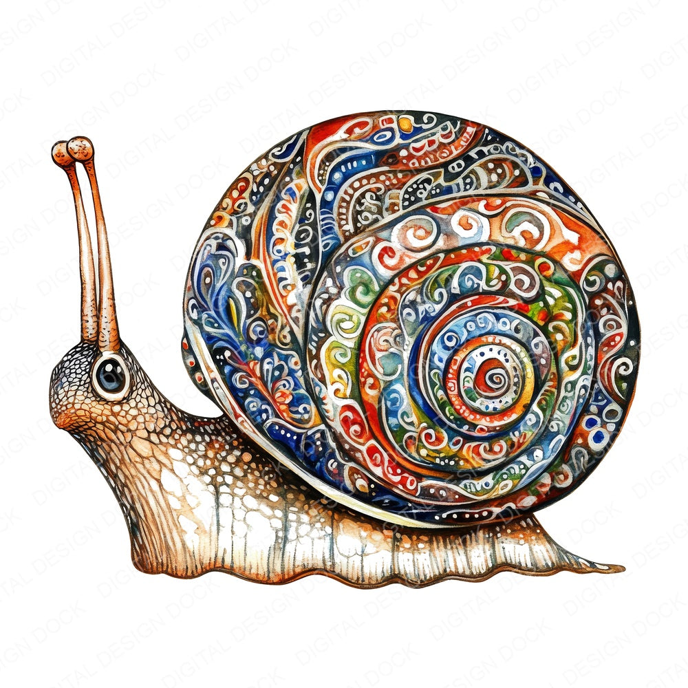 Mandala Design Snail fussy cut sheet in US Letter format showing all 12 designs on one printable page