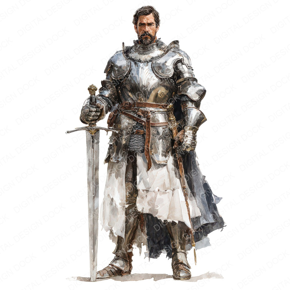 Medieval Knight Illustration Fussy Cut Sheets (DDD012275)