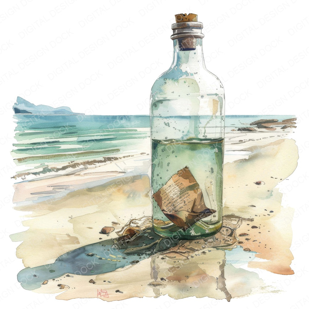 Message in a Bottle fussy cut sheet in US Letter format showing all 12 designs on one printable page