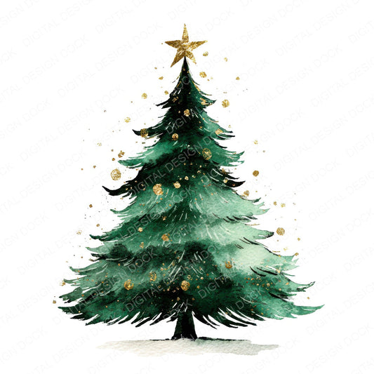 Mini Christmas Tree Star fussy cut sheet in US Letter format showing all 12 designs on one printable page