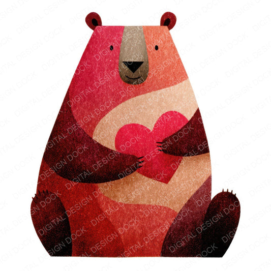 Minimal Bear Heart Clipart Set (DDD008294)