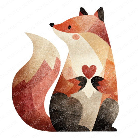 Minimal Fox Love Clipart Set (DDD008297)