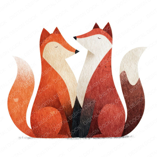 Minimal Fox Pair Love Clipart Set (DDD008298)