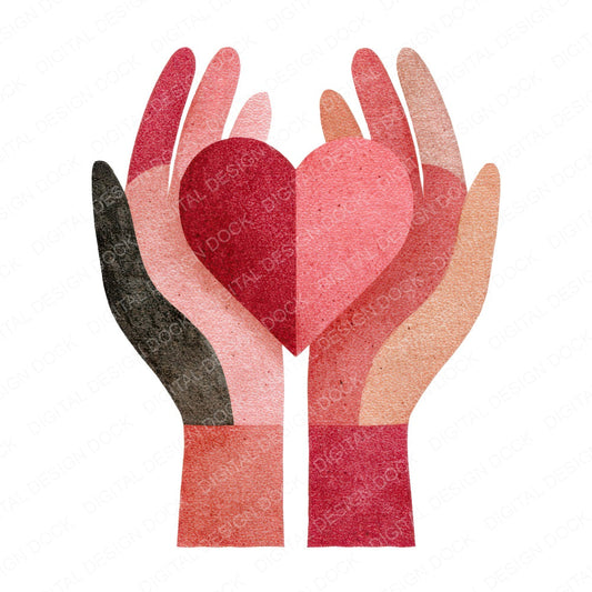 Minimal Hands Holding Heart Clipart Set (DDD008279)
