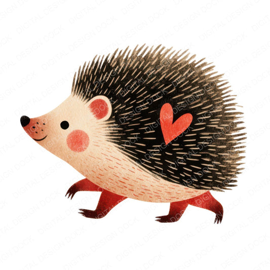 Minimal Hedgehog Love Clipart Set (DDD008302)