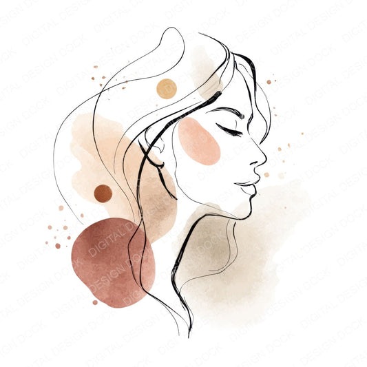 Minimal Line Art Woman fussy cut sheet in US Letter format showing all 12 designs on one printable page