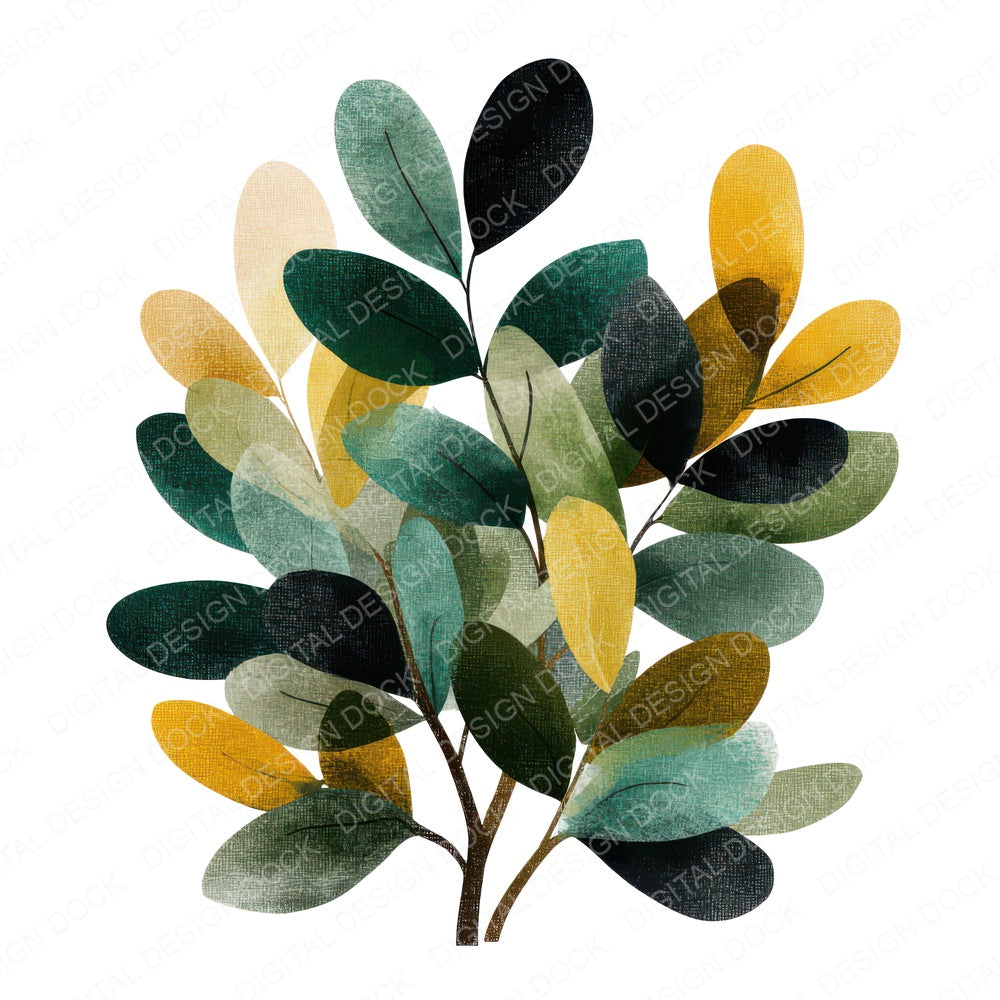 Minimal Shrub fussy cut sheet in US Letter format showing all 12 designs on one printable page