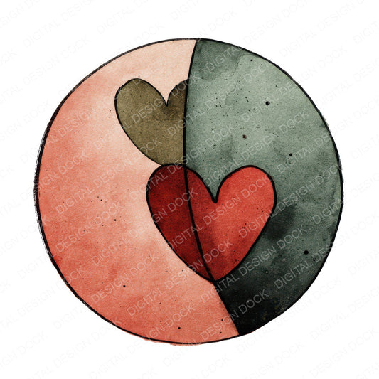 Minimal Split Love Circle Clipart Set (DDD008449)