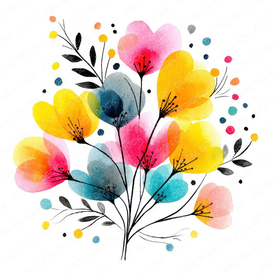 Minimal Wildflower Cluster Clipart Set (DDD008695)