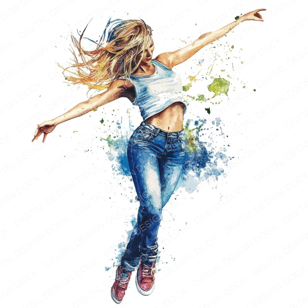 Modern Dancing Woman A fussy cut sheet in US Letter format showing all 12 designs on one printable page