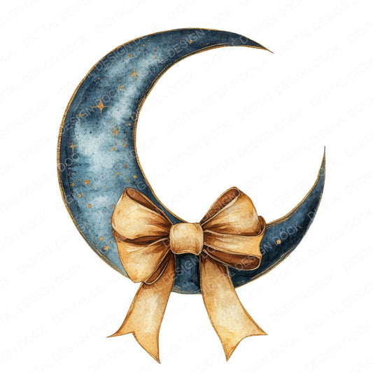 Moon with Ribbon fussy cut sheet in US Letter format showing all 12 designs on one printable page