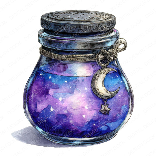 Moonlight Magic Halloween Jar fussy cut sheet in US Letter format showing all 12 designs on one printable page