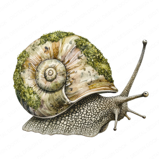 Moss Covered Snail fussy cut sheet in US Letter format showing all 12 designs on one printable page