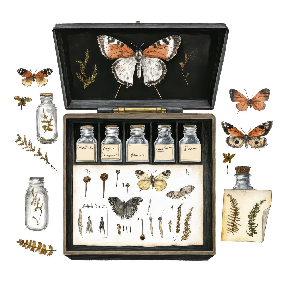 Moth Specimen Box Clipart Set (DDD006104)
