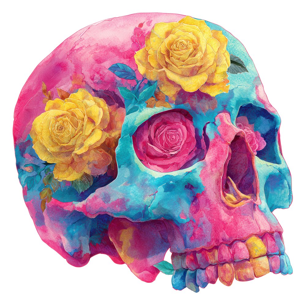 Neon Skull Roses Clipart Set (DDD006141)