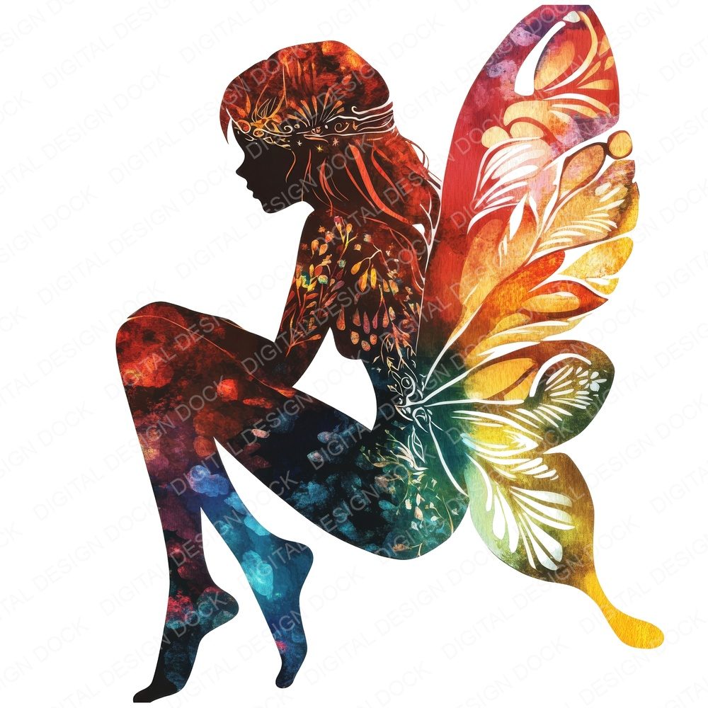 Nordic Fairy Silhouette Clipart Set (DDD006180)