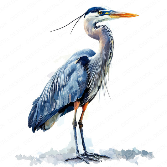 Oil Paint Blue Heron fussy cut sheet in US Letter format showing all 12 designs on one printable page