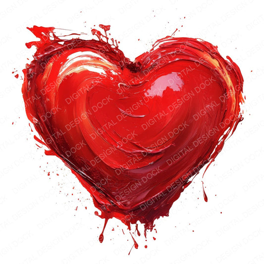 Oil Paint Love Heart fussy cut sheet in US Letter format showing all 12 designs on one printable page