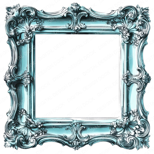 Ornate Blue Picture Frame Clipart Set (DDD006220)