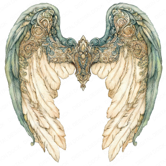 Paisley Pattern Angel Wings Clipart Set (DDD006238)