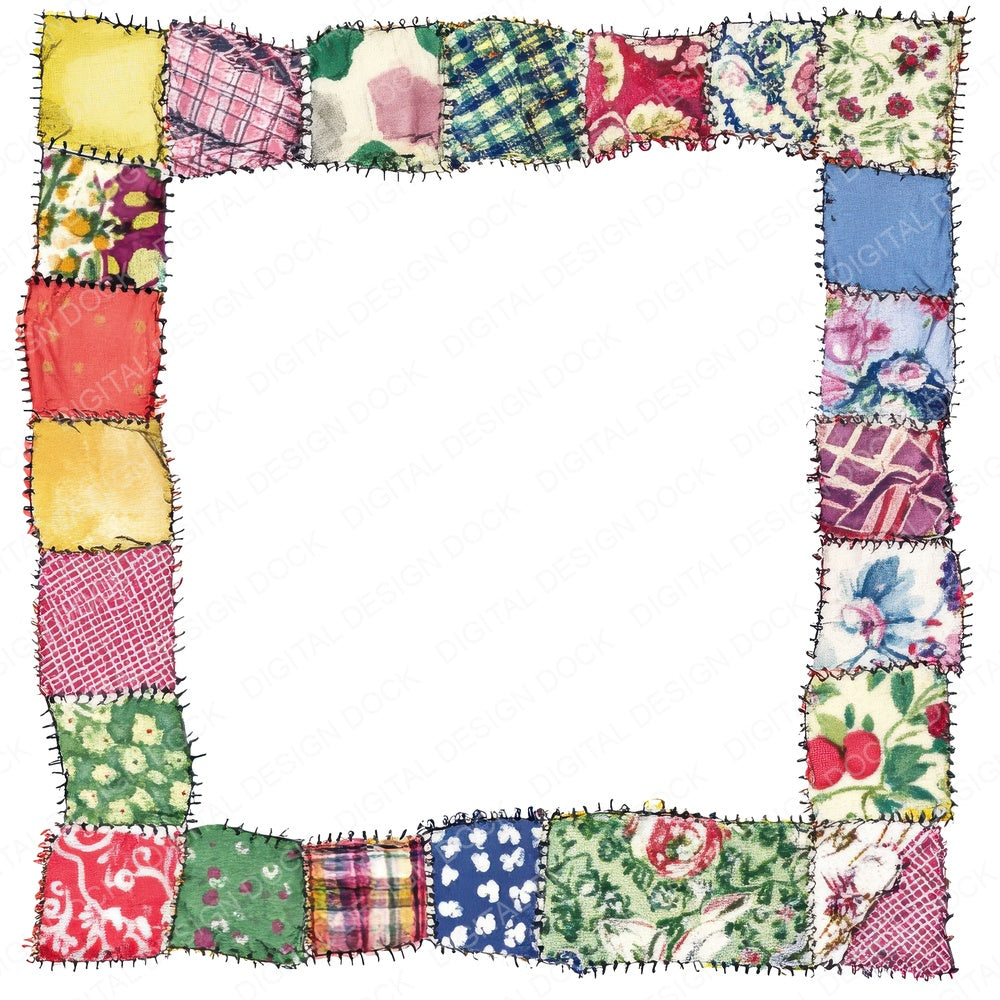 Patchwork Fabric Border fussy cut sheet in US Letter format showing all 12 designs on one printable page