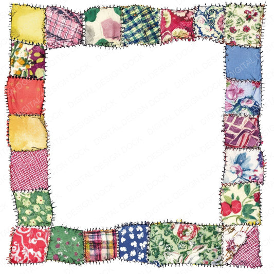 Patchwork Fabric Border fussy cut sheet in US Letter format showing all 12 designs on one printable page