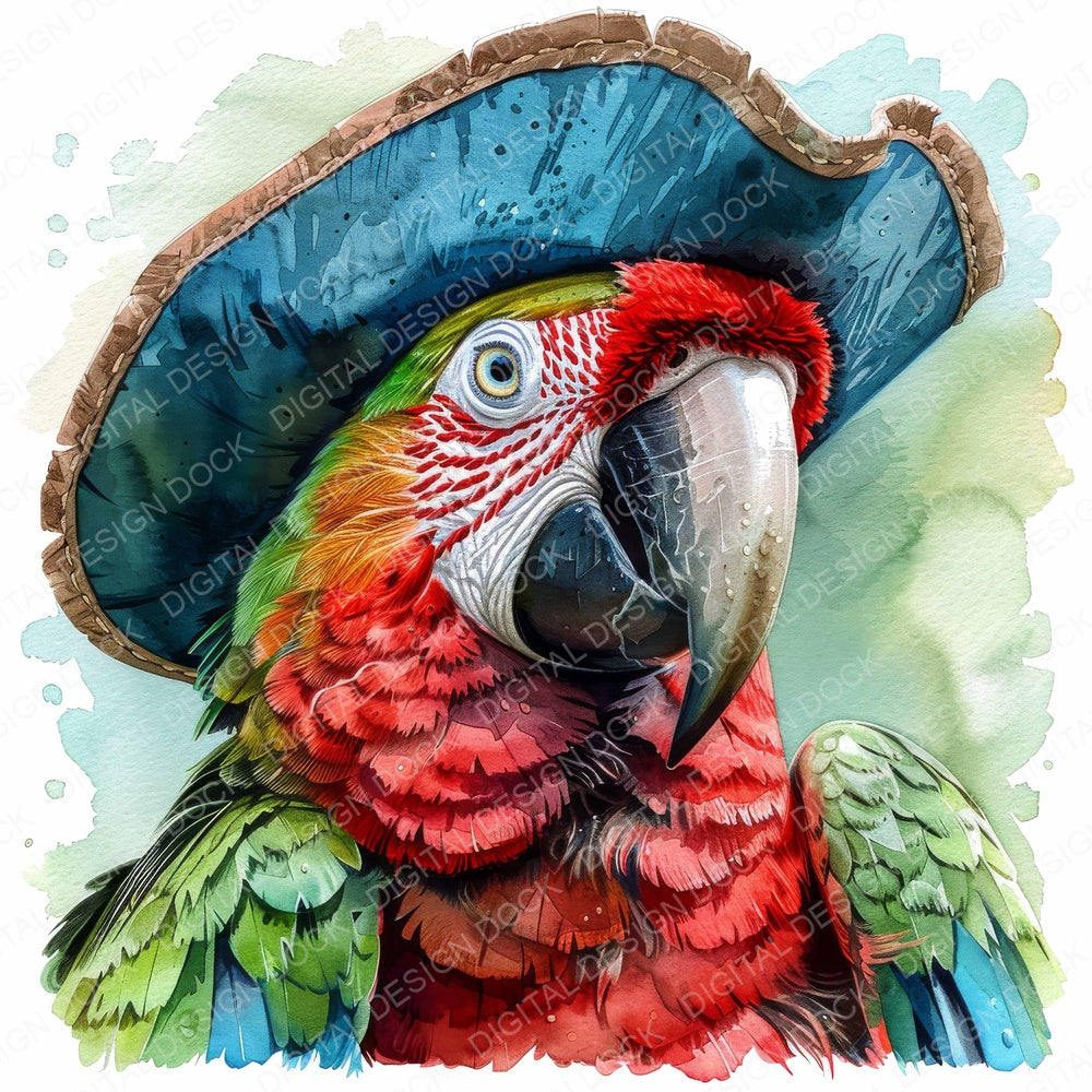 Pirates Parrot fussy cut sheet in US Letter format showing all 12 designs on one printable page
