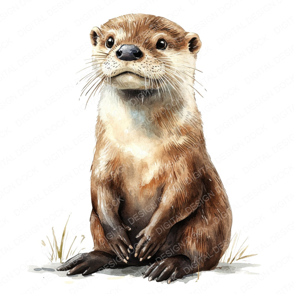 Playful Otter fussy cut sheet in US Letter format showing all 12 designs on one printable page