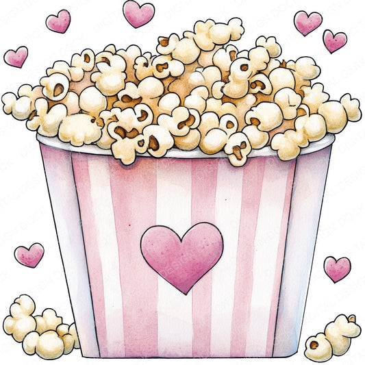 Popcorn Love B fussy cut sheet in US Letter format showing all 12 designs on one printable page