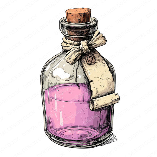 Potion Bottle Banner fussy cut sheet in US Letter format showing all 12 designs on one printable page