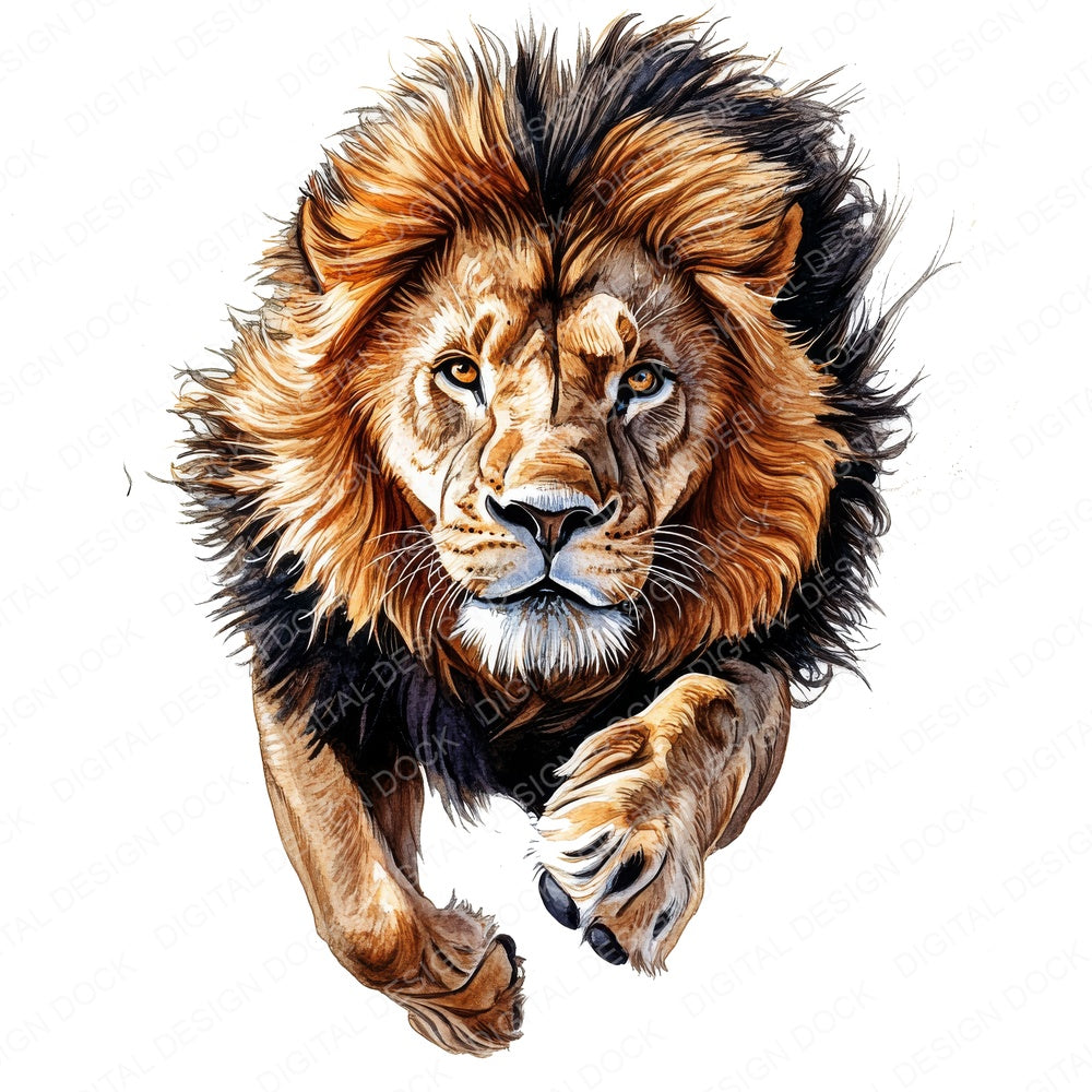 Pouncing Male Lion fussy cut sheet in US Letter format showing all 12 designs on one printable page