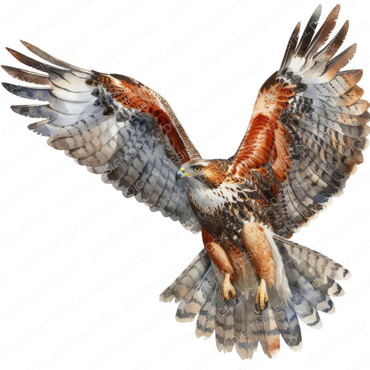 Powerful Hawk fussy cut sheet in US Letter format showing all 12 designs on one printable page