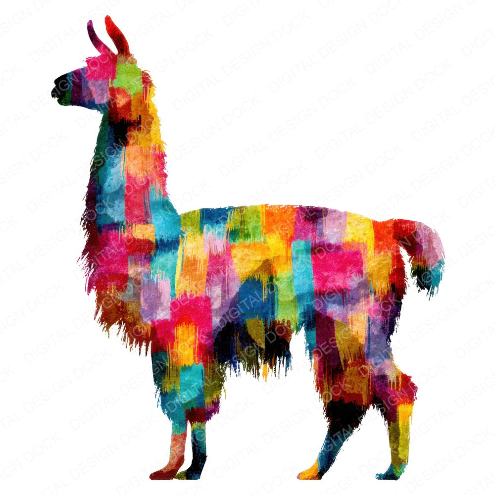 Rainbow Abstract Llama fussy cut sheet in US Letter format showing all 12 designs on one printable page