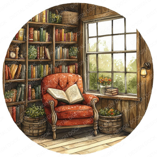 Reading Nook Corner fussy cut sheet in US Letter format showing all 12 designs on one printable page