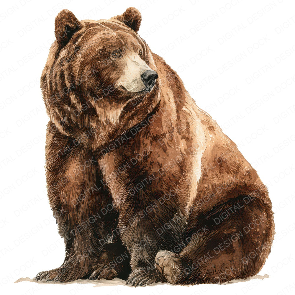 Realistic Bear Illustration Clipart Set (DDD008848)