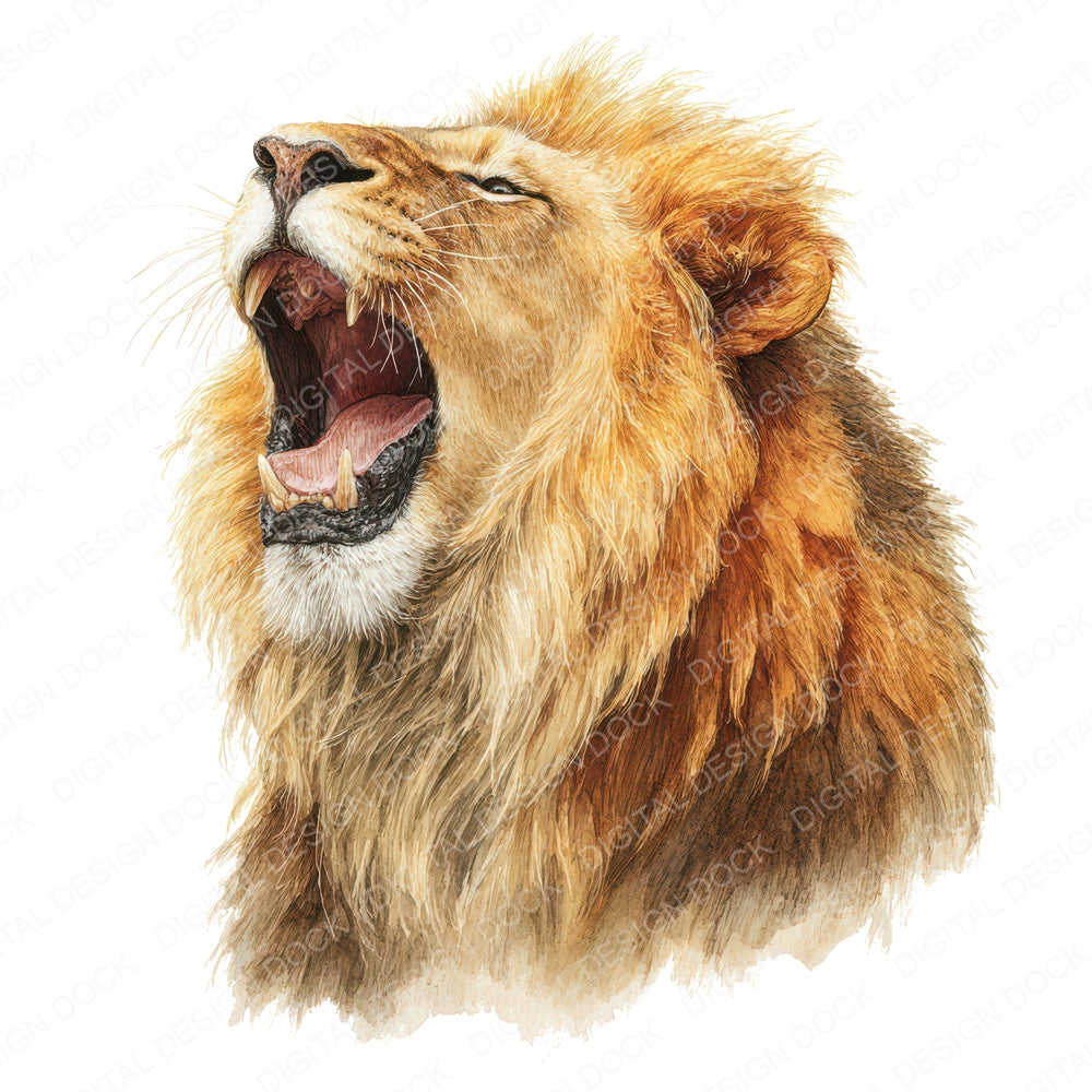 Realistic Lion Illustration fussy cut sheet in US Letter format showing all 12 designs on one printable page