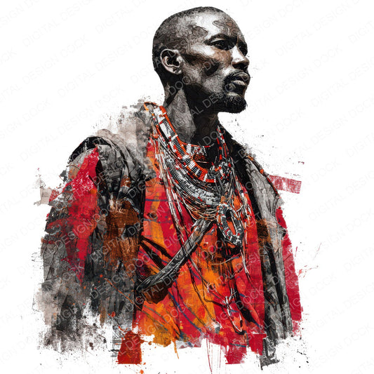 Realistic Maasai Man Illustration Clipart Set (DDD008859)