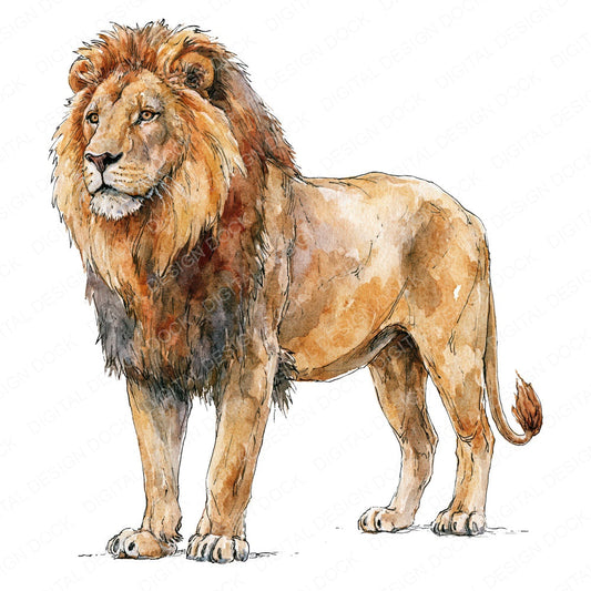 Realistic Male Lion Clipart Set (DDD013700)