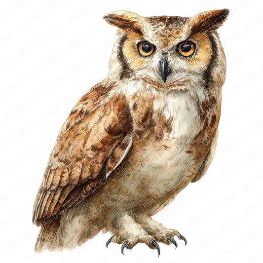 Realistic Owl Illustration Clipart Set (DDD008861)