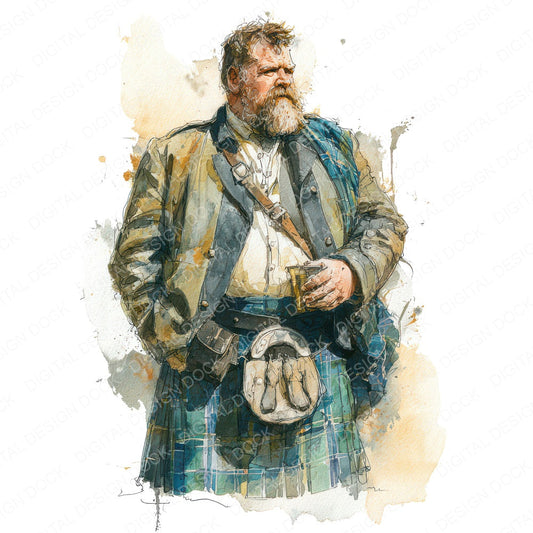 Realistic Scottish Man Illustration Clipart Set (DDD008863)