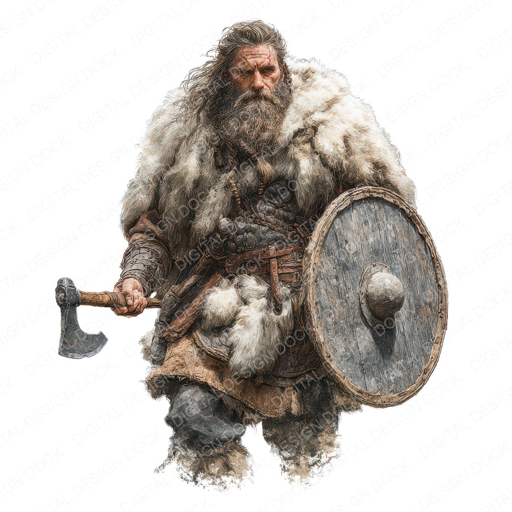 Realistic Viking Man Illustration Clipart Set (DDD012261)