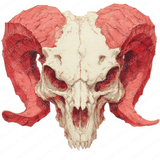 Red Demonic Skull fussy cut sheet in US Letter format showing all 12 designs on one printable page