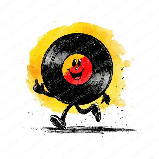 Retro Vinyl Record Character Clipart Set (DDD006430)