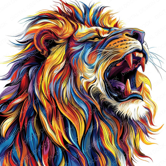 Roaring Lion Illustration fussy cut sheet in US Letter format showing all 12 designs on one printable page