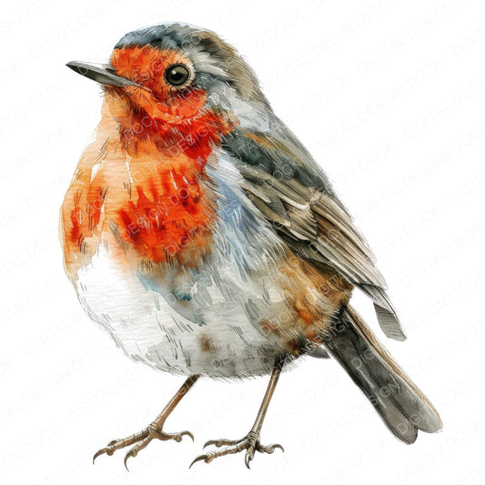 Robin Red Breast fussy cut sheet in US Letter format showing all 12 designs on one printable page