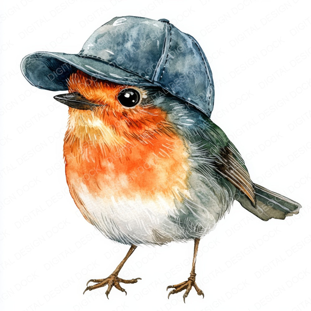 Robin with Basball Cap on fussy cut sheet in US Letter format showing all 12 designs on one printable page
