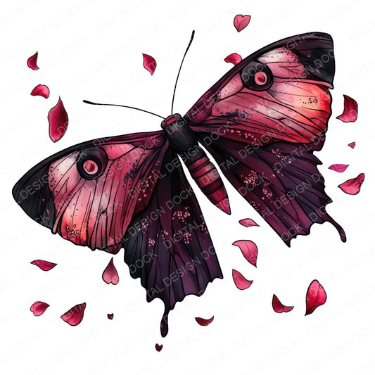 Romantic Floral Moth fussy cut sheet in US Letter format showing all 12 designs on one printable page